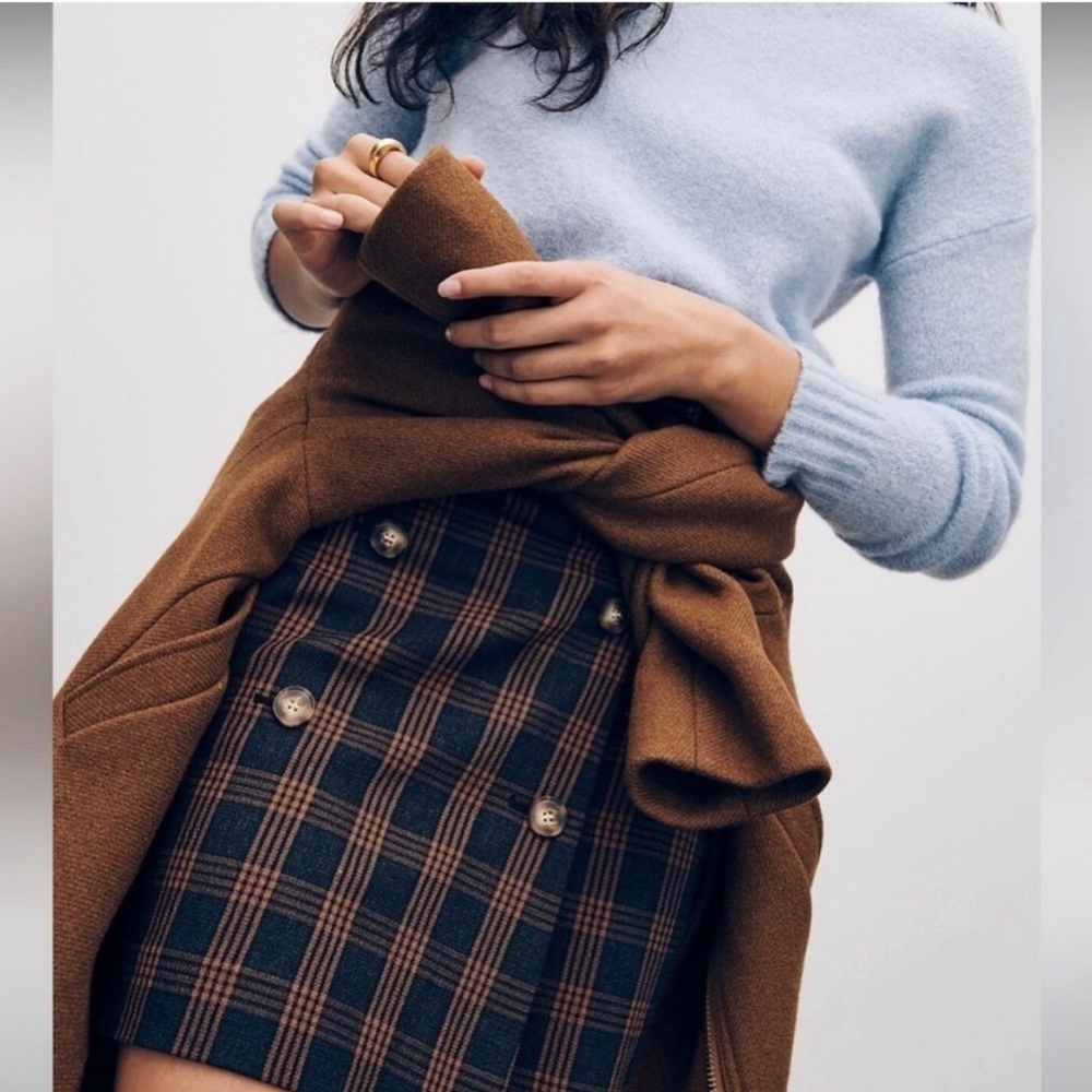 Madewell Plaid Double Breasted Button-Front Skirt